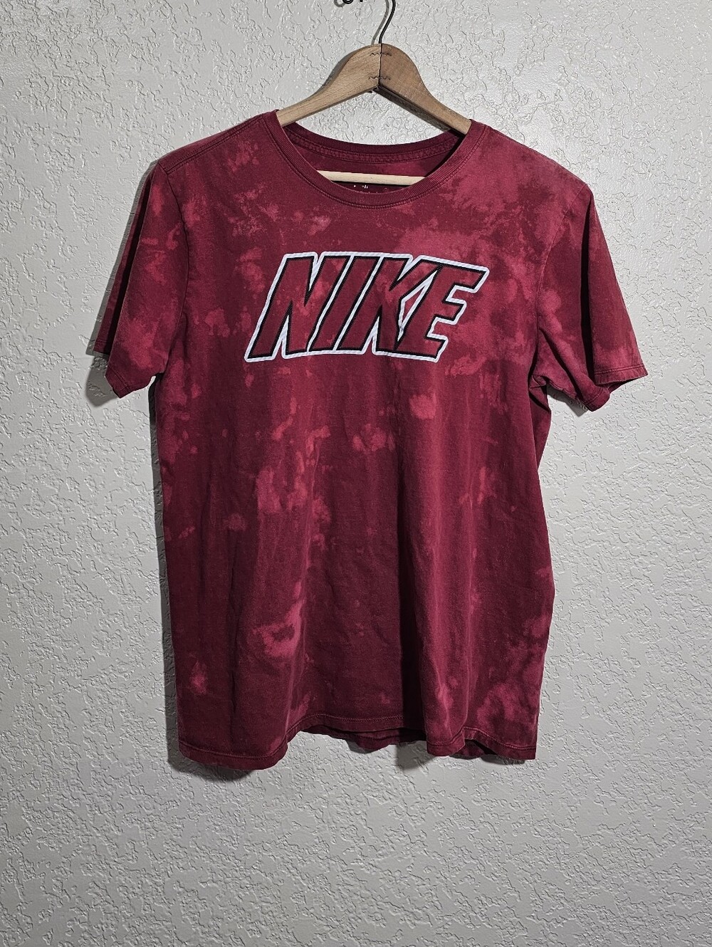 Upcycled Reverse Tie Dyed Nike Red Tee